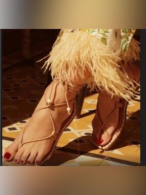 Antonio Melani The Nat Note Alhambra Leather Boho Ankle Wrap Sandal NWOT Size 8